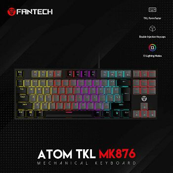 TIPKOVNICA GAMING ŽIČNA MEHANIČKA FANTECH ATOM TKL RED SW. MK876 SIVA