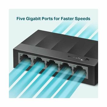 TP-Link LiteWave 5-Port 10/100Mbps Desktop Switch, 5 10/100Mbps RJ45 Ports, Desktop Plastic Case, Green Ethernet technology