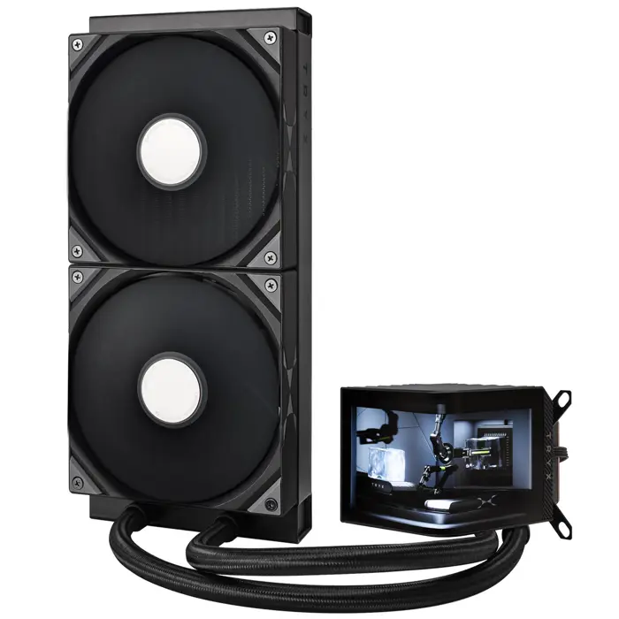 TRYX PANORAMA 280 AiO Vodeno Hlađenje, 280 mm, 2x 140 mm, AMOLED Zaslon, Crno (All-in-One Liquid Cooler)