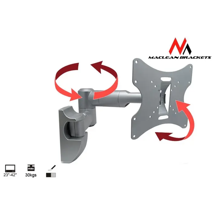 TV Wall Mount Bracket LCD LED Plasma 23-42'' up to 30kg max vesa 200x200 Silver