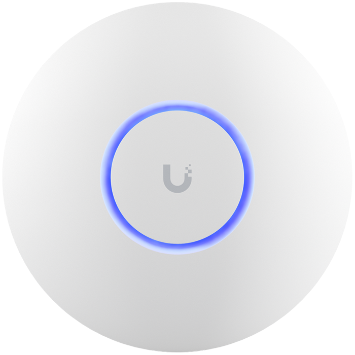 Ubiquiti U6+ access point. WiFi 6 model with throughput rate of 573.5 Mbps at 2.4 GHz and 2402 Mbps at 5 GHz. No POE injector included. UI recommends U-POE-AF or POE switch