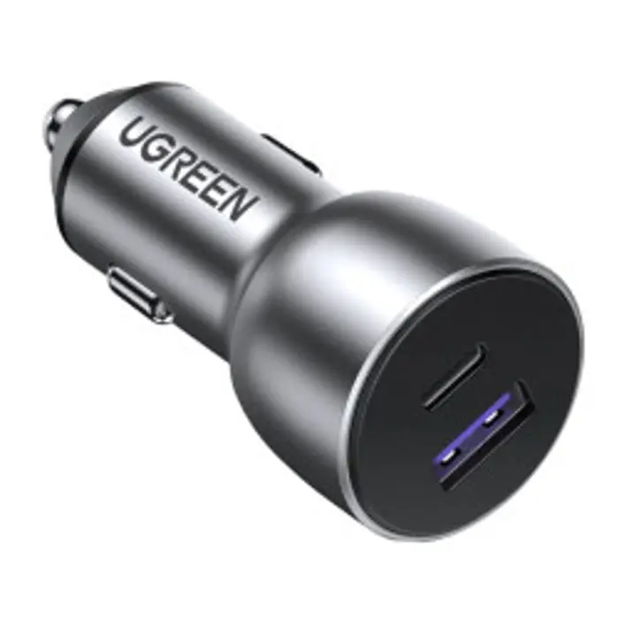 UGREEN auto punjač, 52.5W, USB-C PD+USB-A QC, sivi