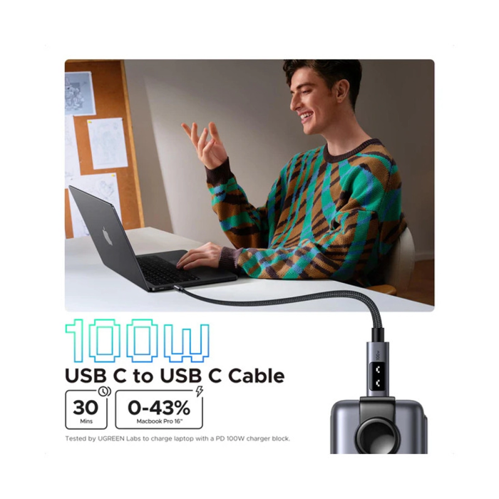UGREEN Uno USB-C (M) na USB-C (M), PD 100W, 480 Mbps, 2m
