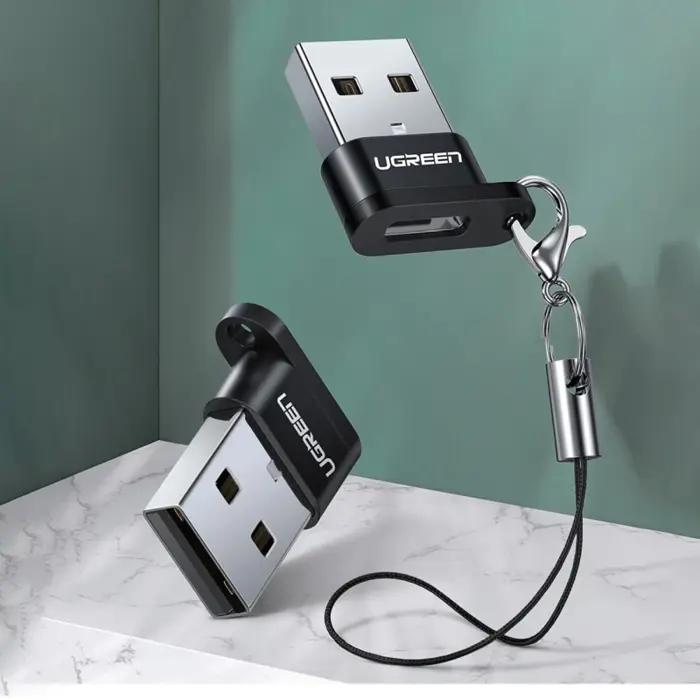 UGREEN, USB-C 3.1 (F) / USB-A 2.0 (M), crni