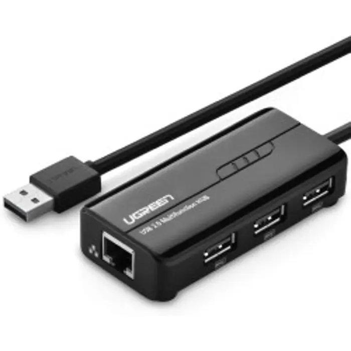 UGREEN USB Hub, USB-A (M) na Ethernet + 3 Porta USB HUB USB 2.0, 100Mbps