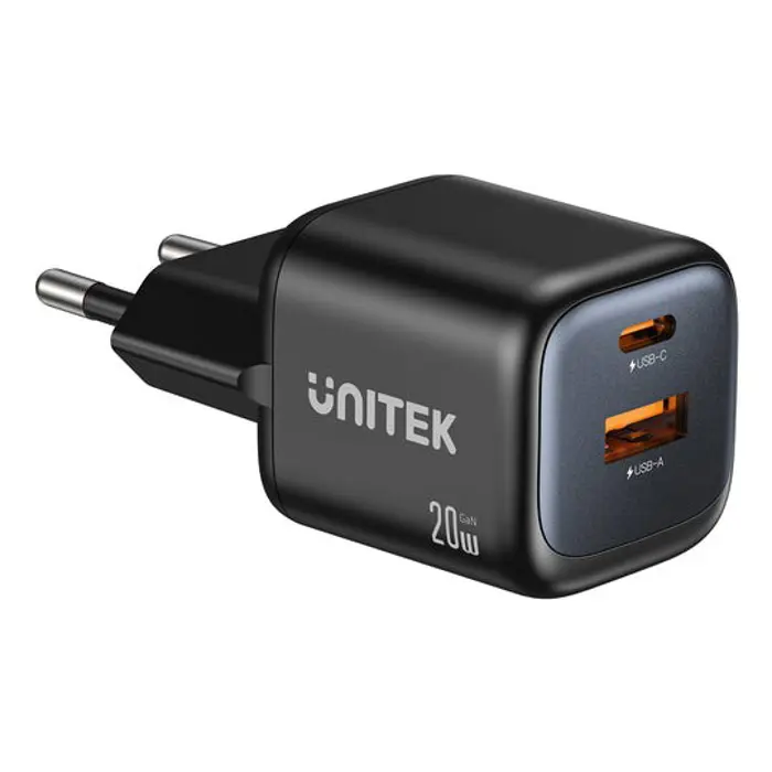 unitek-wall-charger-2x-gan-usb-a-usb-c-20w-black-62357-ladutksic0039.webp