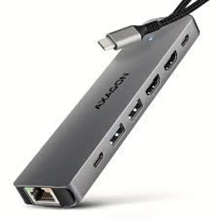 USB HUB AXAGON HMC-7HX2, 2xUSB3.2 Gen 2, 1xUSB-C, 2xHDMI, GLAN