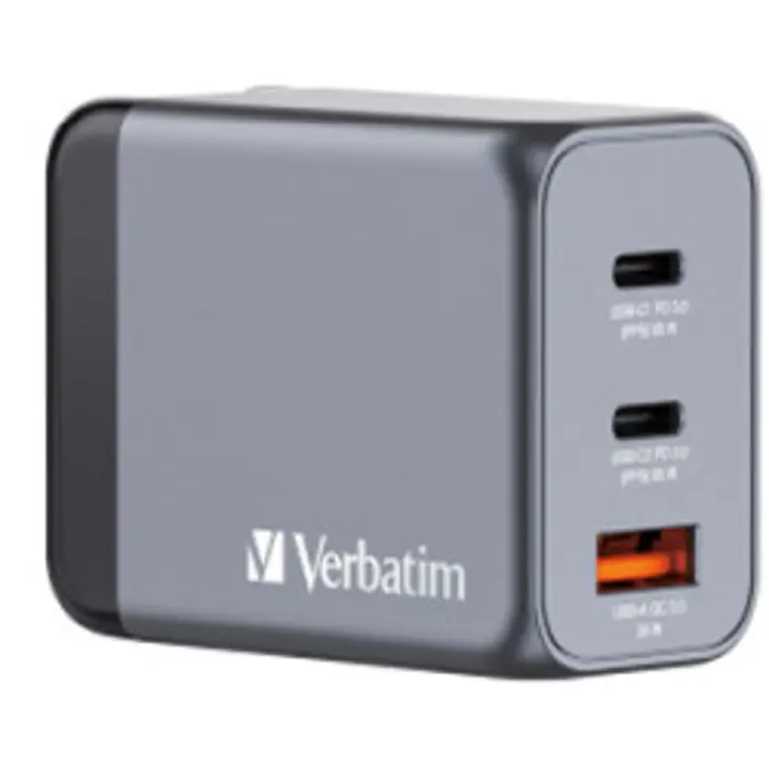 Verbatim GNC-65 GaN Charger 65W 2xUSB-C/1xUSB-A