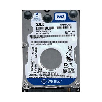 Western Digital HDD, 500GB-5400RPM-2,5'-SATA-8