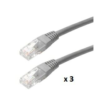 SBOX patch kabel UTP Cat 5e, 10m, sivi, 3 kom