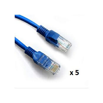 SBOX patch kabel UTP Cat 5e, 5m, plavi, 5 kom