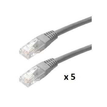 SBOX patch kabel UTP Cat 5e, 5m, sivi, 5 kom