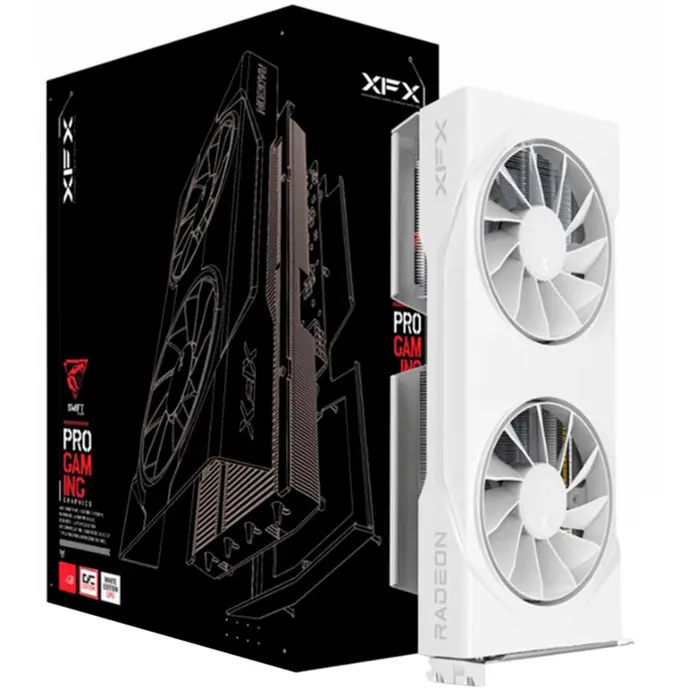XFX Radeon RX 9060 XT Swift OC 8GB, graphics card white, RDNA 4, GDDR6, 2x DisplayPort, 1x HDMI 2.1