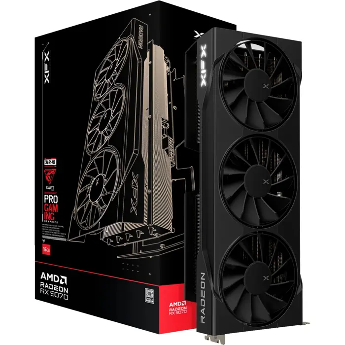 XFX Radeon RX 9070 Swift OC (black, RDNA4, GDDR6, 3x DisplayPort, 1x HDMI 2.1)
