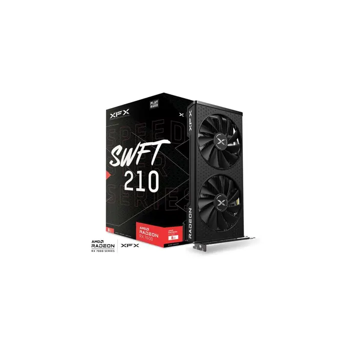 XFX SPEEDSTER SWFT210 RADEON RX 7600 CORE Gaming Graphics Card with 8GBGDDR6 HDMI 3xDP, AMD RDNA™ 2