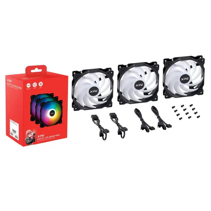 XPG VENTO 120 ARGB PWM Computer case Fan 12 cm Black 3 pc(s)