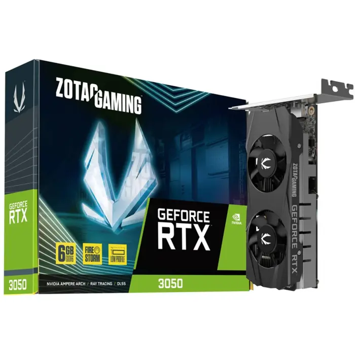 ZOTAC GeForce RTX 3050 6GB GDDR6 LP, graphics card (1x DisplayPort, 1x HDMI 2.1)