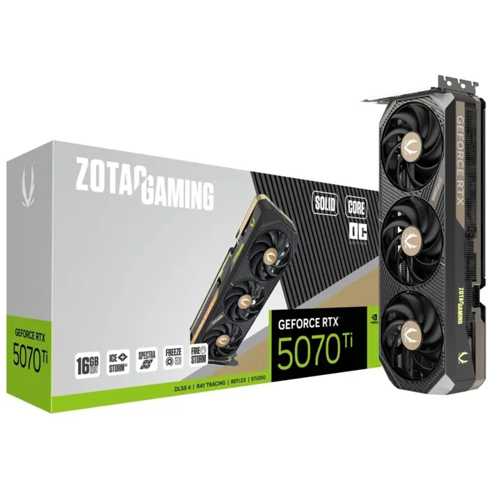 ZOTAC GeForce RTX 5070 Ti SOLID CORE OC, graphics card DLSS 4, 3x DisplayPort, 1x HDMI 2.1