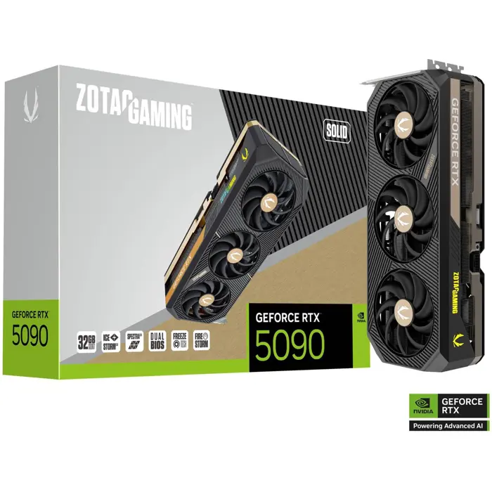 ZOTAC GeForce RTX 5090 SOLID, graphics card DLSS 4, 3x DisplayPort, 1x HDMI 2.1