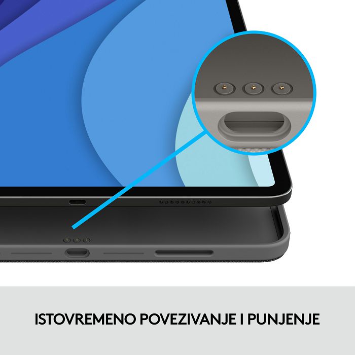 Tipkovnica LOGITECH Combo Touch, bežična, za Apple, iPad PRO 12,9", UK layout