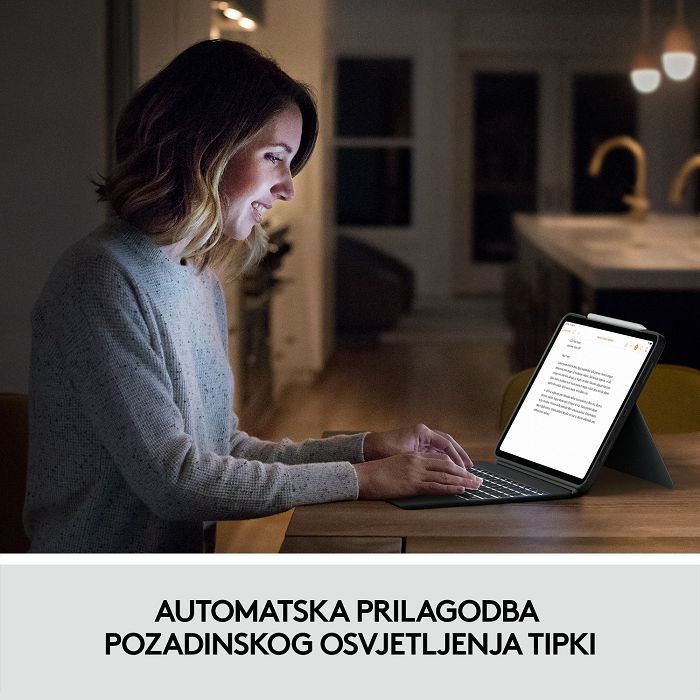 Tipkovnica LOGITECH Combo Touch, bežična, za Apple, iPad PRO 12,9", UK layout