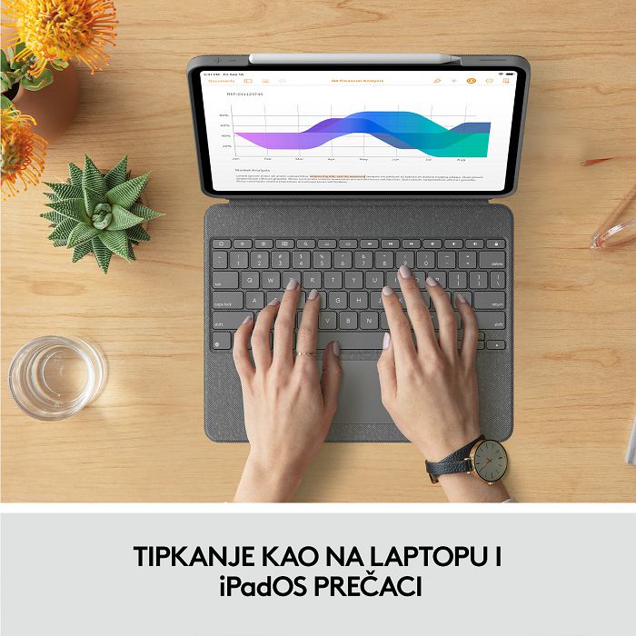 Tipkovnica LOGITECH Combo Touch, bežična, za Apple, iPad PRO 12,9", UK layout