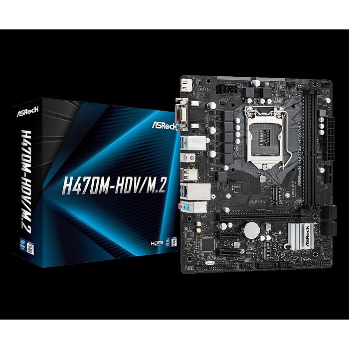 Matična ploča ASROCK H470M-HDV/M.2, Intel H470, DDR4, mATX, s. 1200 - 10Gen procesora