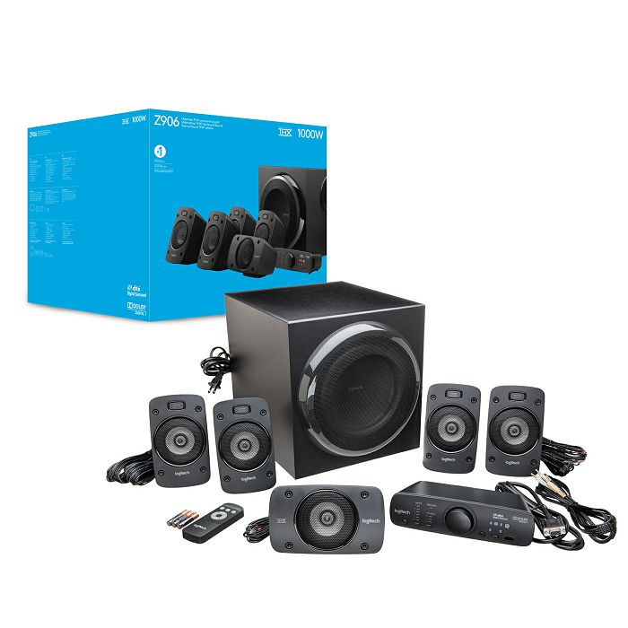 Zvučnici LOGITECH Z906, 5.1, THX, 3D stereo, bežični daljinski, 500W, crni, retail