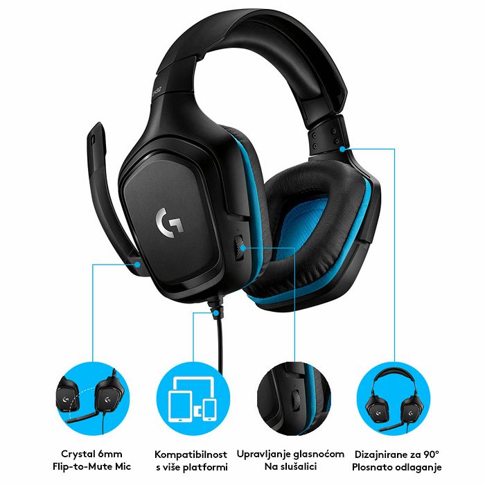 Slušalice LOGITECH Gaming G432, 7.1, crne