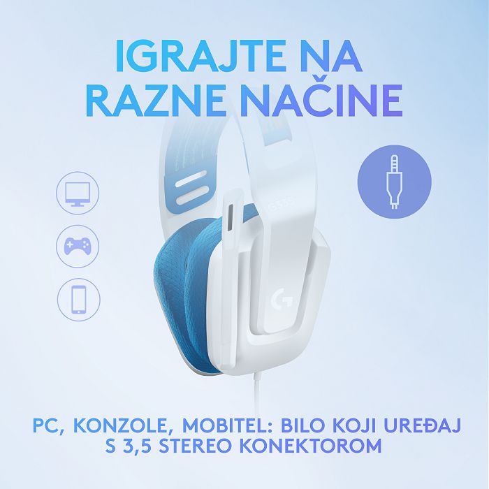 Slušalice LOGITECH Gaming G335, bijelo-plave