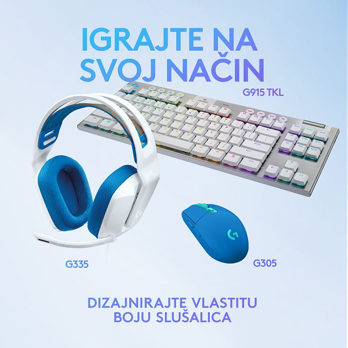 Slušalice LOGITECH Gaming G335, bijelo-plave