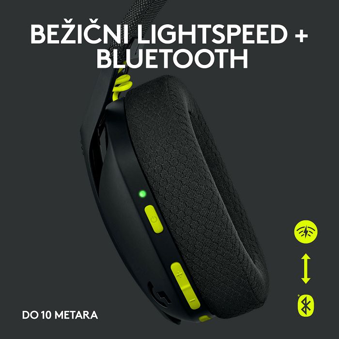 Slušalice LOGITECH Gaming G435 Lightspeed, USB-C, bežične, bluetooth, crne