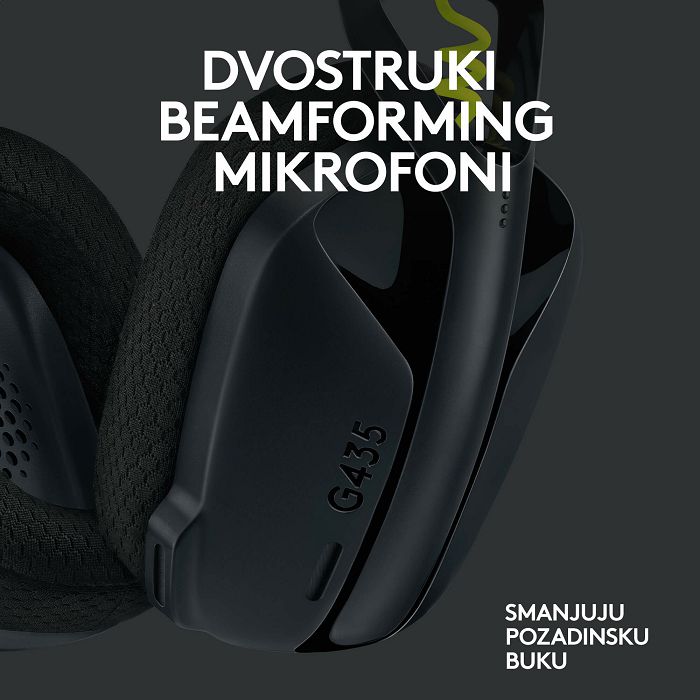 Slušalice LOGITECH Gaming G435 Lightspeed, USB-C, bežične, bluetooth, crne