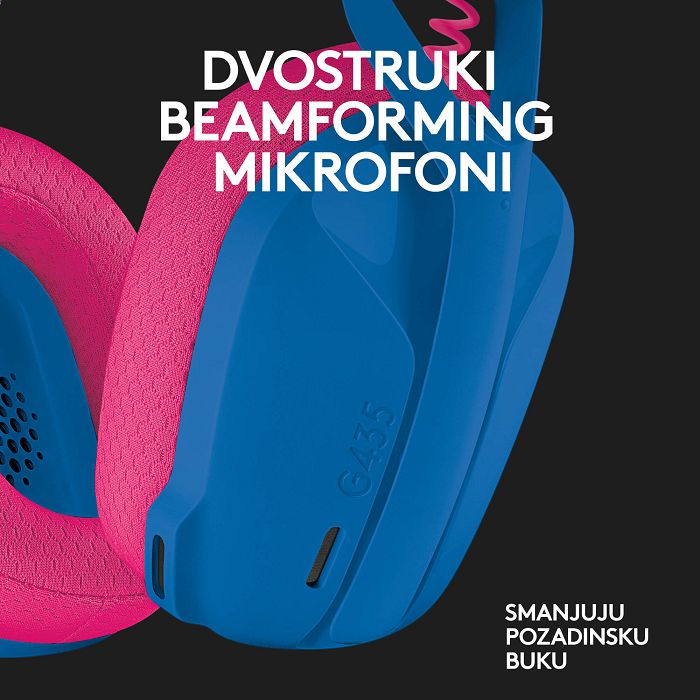 Slušalice LOGITECH Gaming G435 Lightspeed, USB-C, bežične, bluetooth,plavo-ljubičaste