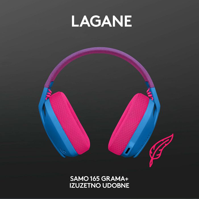 Slušalice LOGITECH Gaming G435 Lightspeed, USB-C, bežične, bluetooth,plavo-ljubičaste