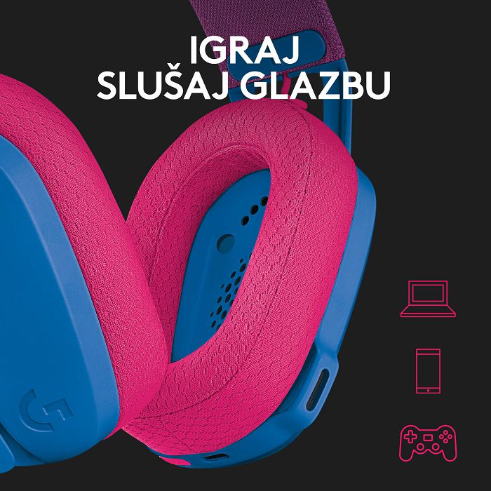 Slušalice LOGITECH Gaming G435 Lightspeed, USB-C, bežične, bluetooth,plavo-ljubičaste