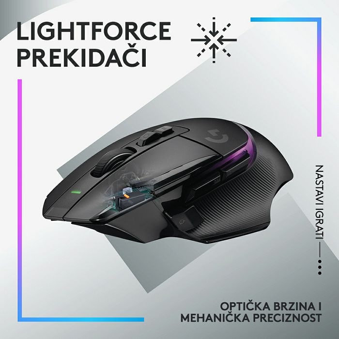 Miš LOGITECH Gaming G502 X Plus RGB, optički, 25000dpi, bežični, crni, USB