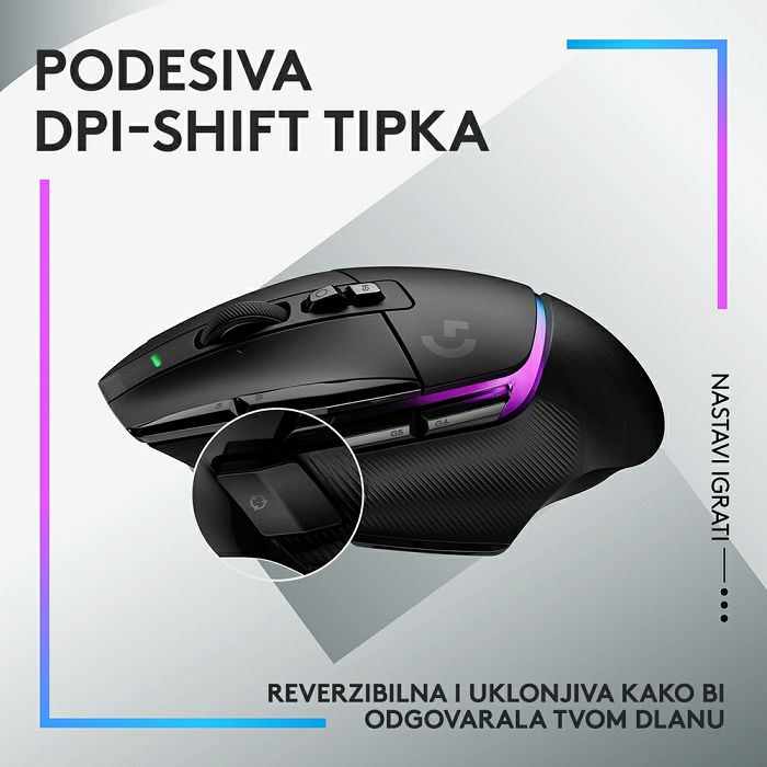 Miš LOGITECH Gaming G502 X Plus RGB, optički, 25000dpi, bežični, crni, USB