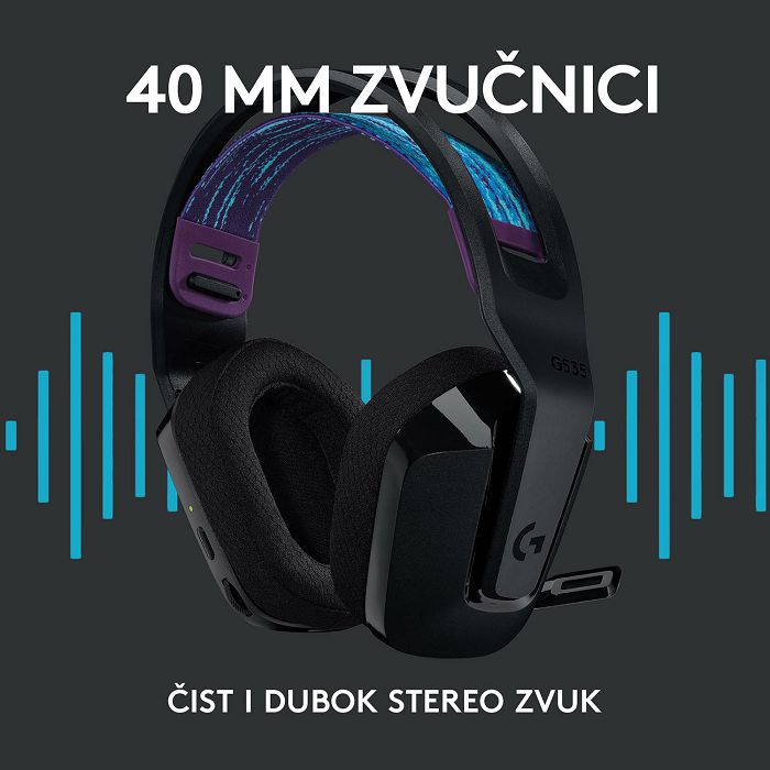 Slušalice LOGITECH Gaming G535 Lightspeed, bežične, crne