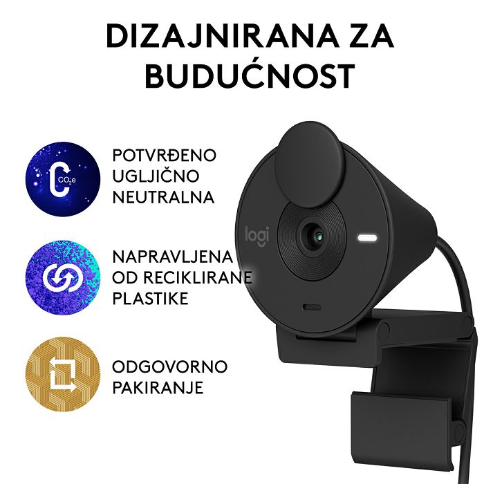 Web kamera LOGITECH Brio 300, crna