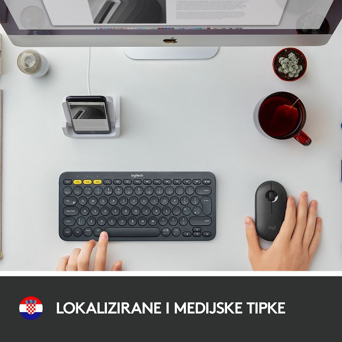 Tipkovnica LOGITECH K380, Bluetooth, kompaktna, crna