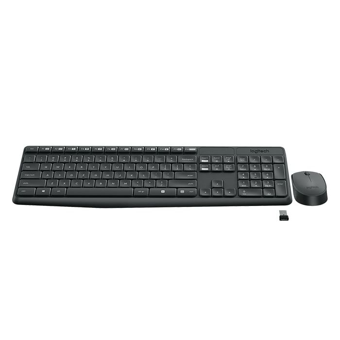 Tipkovnica + miš LOGITECH MK235 Wireless Desktop, bežična, siva, USB