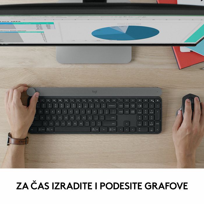 Tipkovnica LOGITECH Craft, Napredna navigacijska tipka, bežična, crna, USB