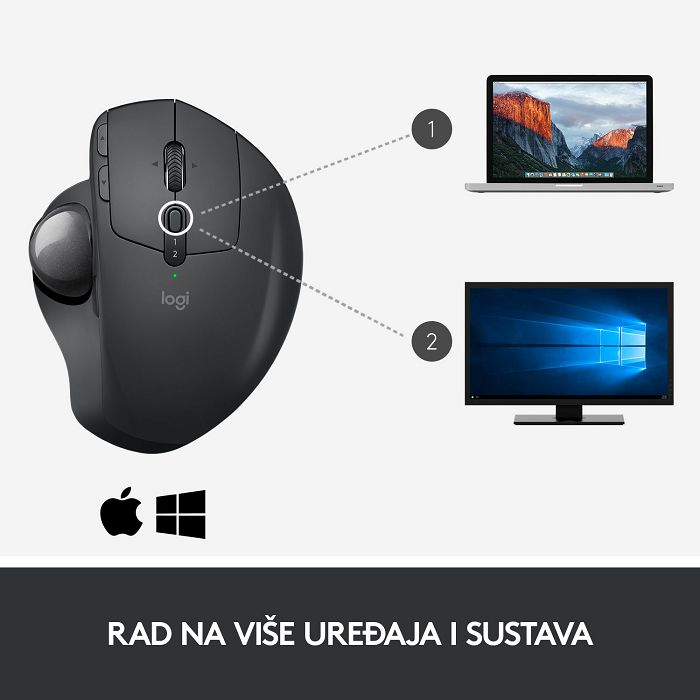 Miš LOGITECH MX Ergo, optički, trackball, bežični, USB, sivi