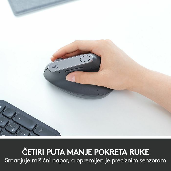 Miš LOGITECH MX Vertical Advanced Ergonomic, optički, bežični, USB, crni