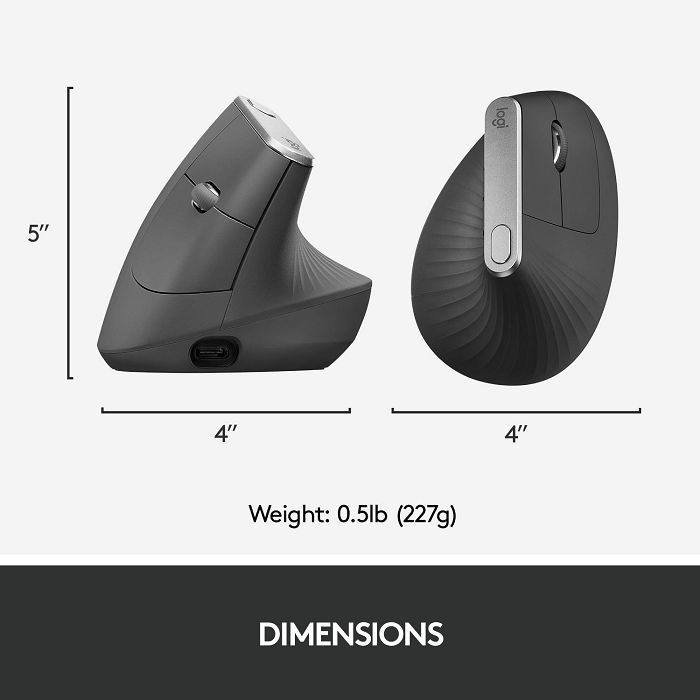 Miš LOGITECH MX Vertical Advanced Ergonomic, optički, bežični, USB, crni