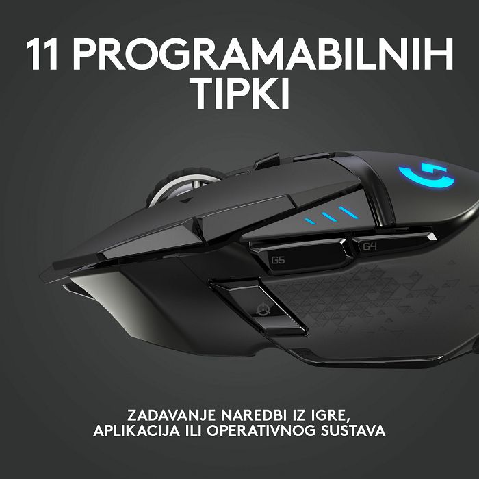 Miš LOGITECH Gaming G502 Lightspeed, optički, 25600dpi, bežični, crni