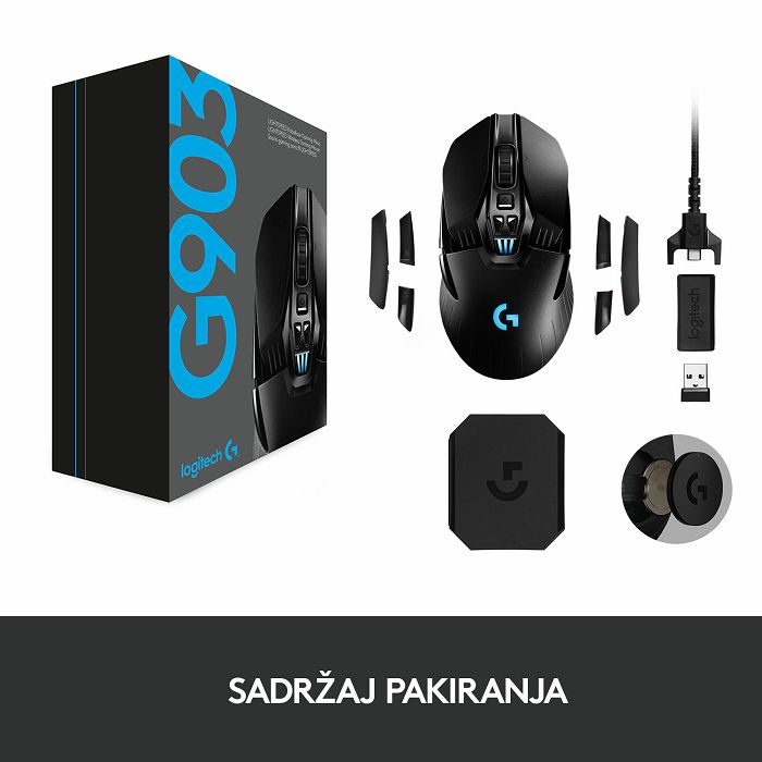 Miš LOGITECH Gaming G903 Hero, bežični, 25600dpi, crni, USB