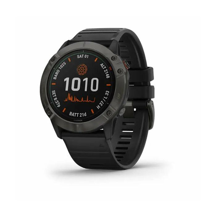 Pametni sat GARMIN Fenix 6X PRO Solar Titanium, HR, GPS, multisport, crni/crni remen