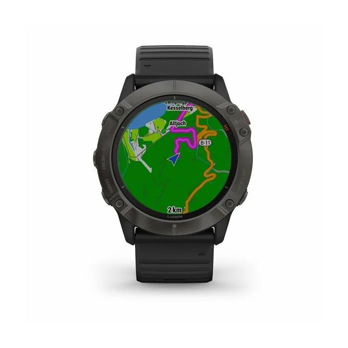 Pametni sat GARMIN Fenix 6X PRO Solar Titanium, HR, GPS, multisport, crni/crni remen